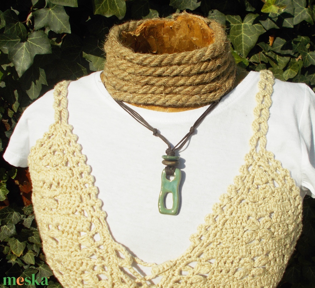 Türkiz-barna nyaklánc - ékszer - nyaklánc - medálos nyaklánc - Meska.hu