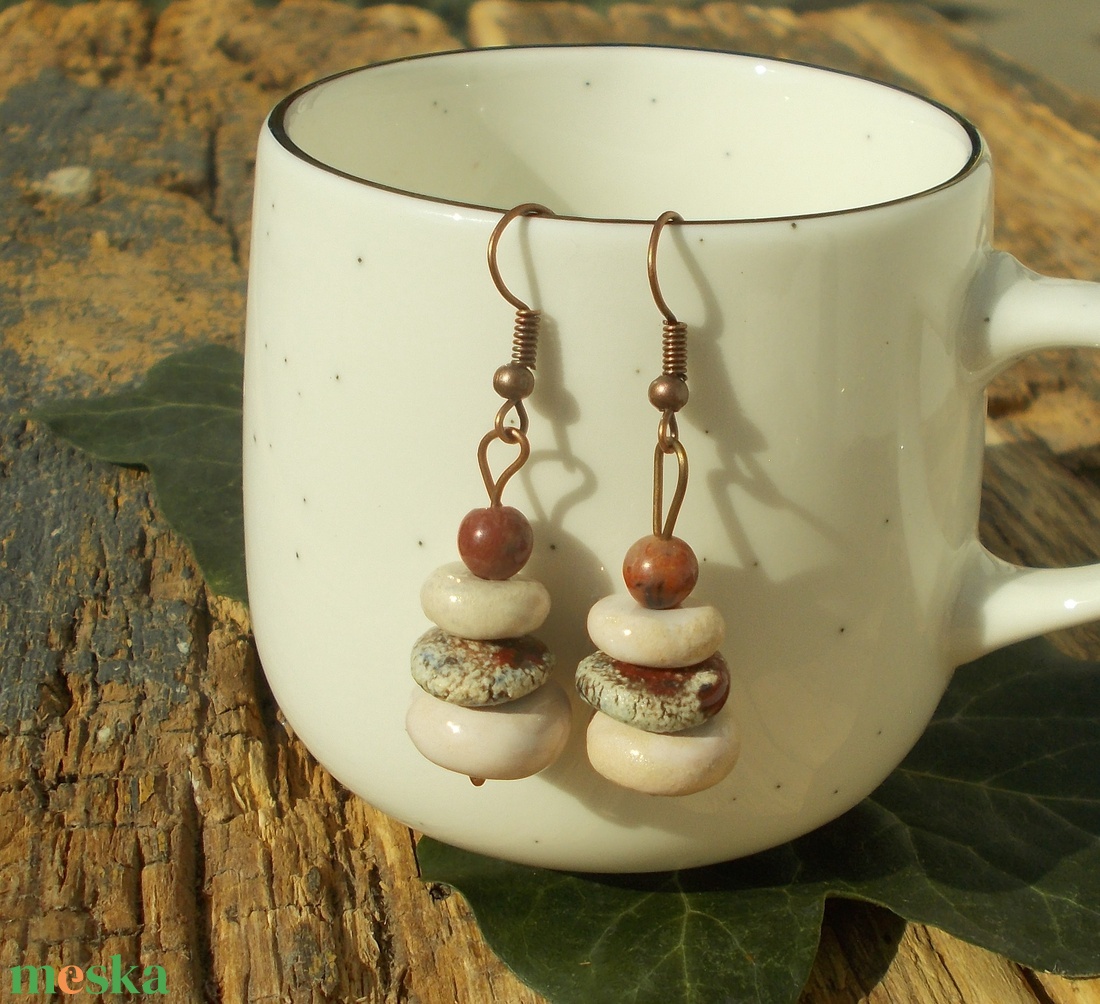 Kerámia fülbevaló - ékszer - fülbevaló - lógó fülbevaló - Meska.hu