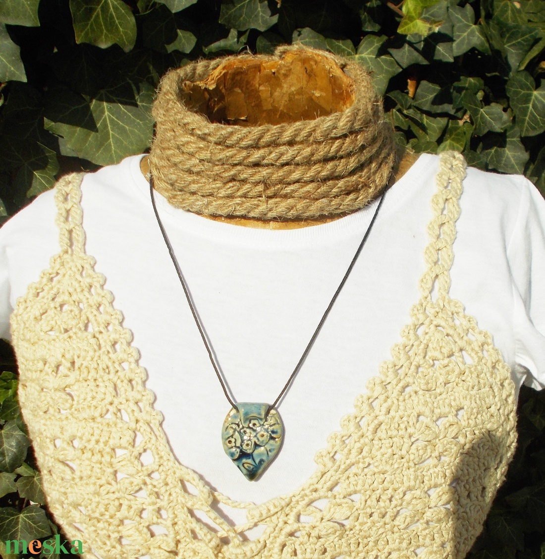 Kék nyaklánc - ékszer - nyaklánc - medálos nyaklánc - Meska.hu