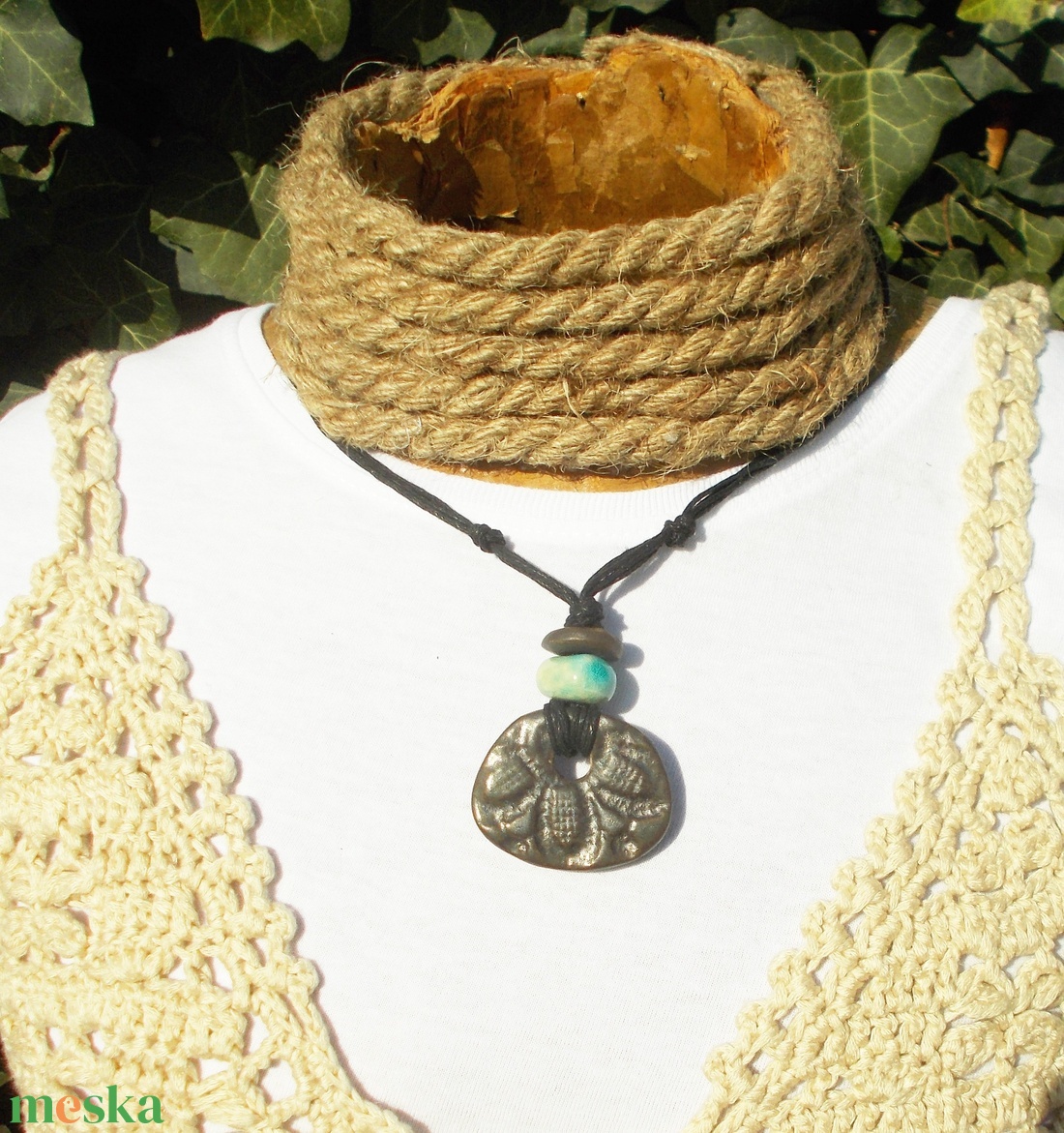 Barna nyaklánc - ékszer - nyaklánc - medálos nyaklánc - Meska.hu
