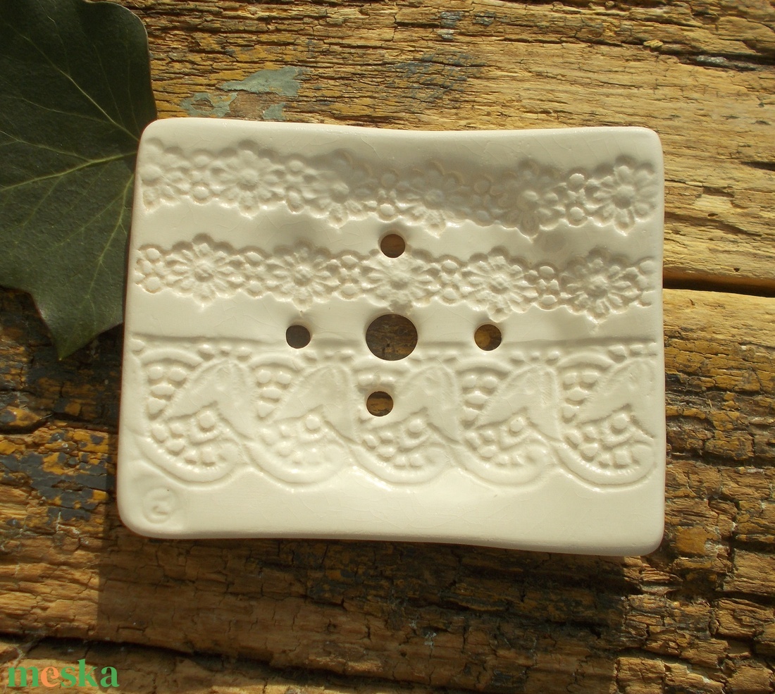 Fehér szappantartó - otthon & életmód - fürdőszoba - szappantartó - Meska.hu