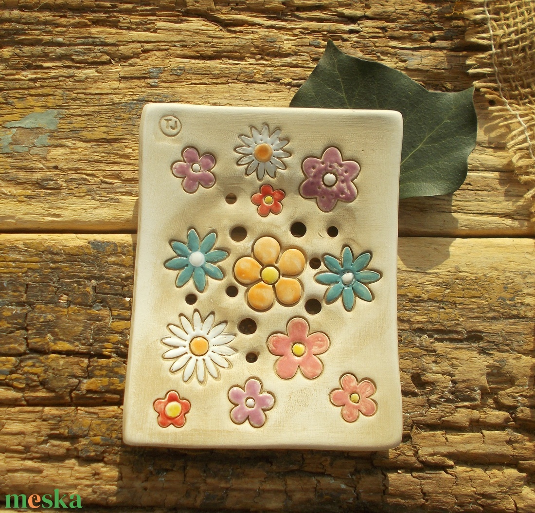 Virágos   szappantartó - otthon & életmód - fürdőszoba - szappantartó - Meska.hu