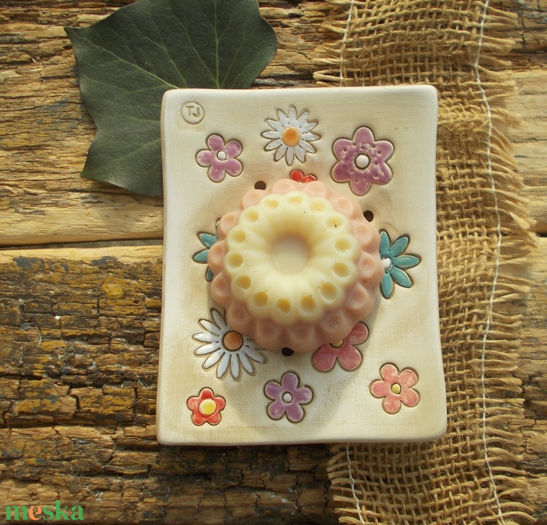 Virágos   szappantartó - otthon & életmód - fürdőszoba - szappantartó - Meska.hu