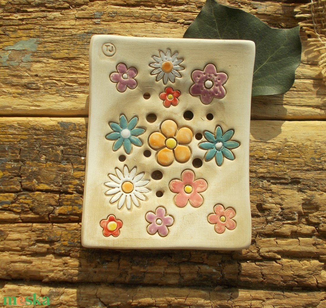 Virágos   szappantartó - otthon & életmód - fürdőszoba - szappantartó - Meska.hu