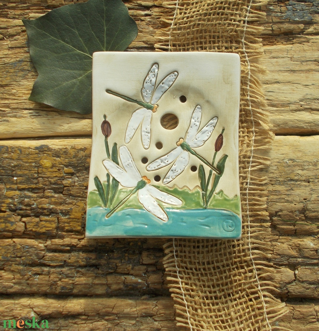 Szitakötős szappantartó - otthon & életmód - fürdőszoba - szappantartó - Meska.hu