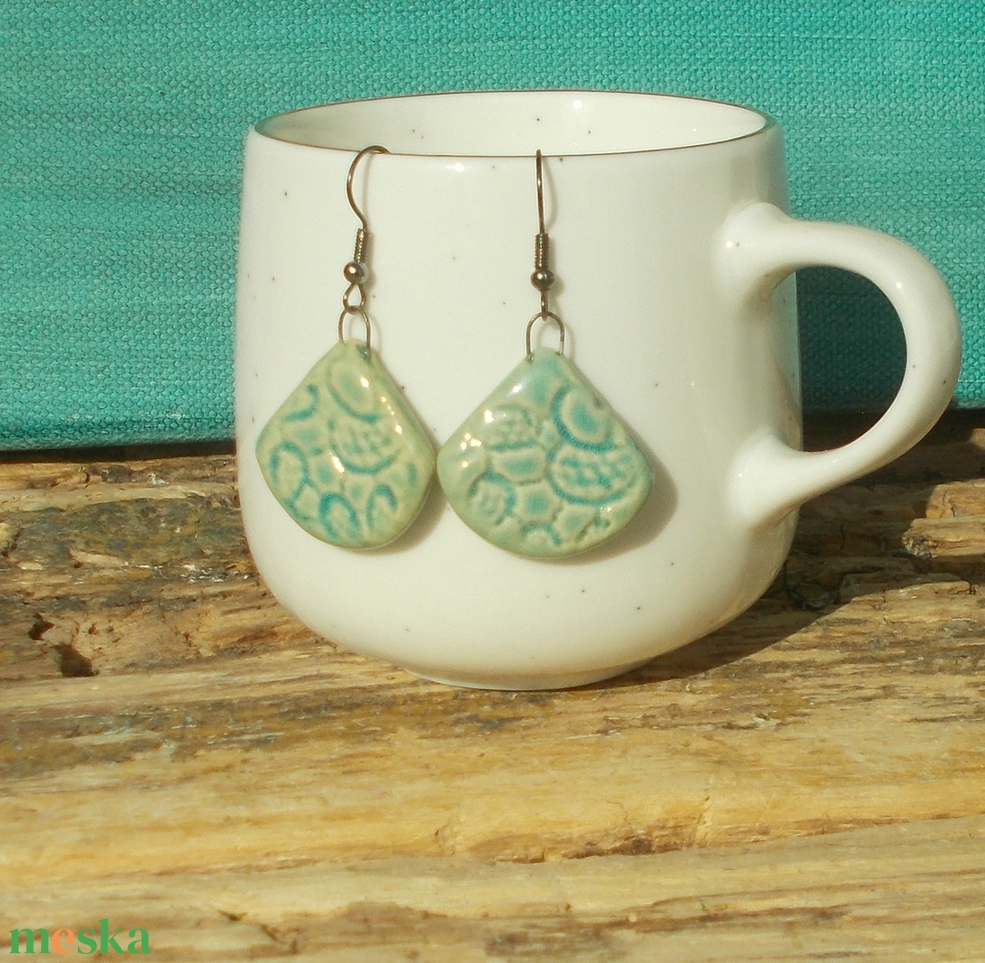 Antikolt türkiz fülbevaló - ékszer - fülbevaló - lógó fülbevaló - Meska.hu
