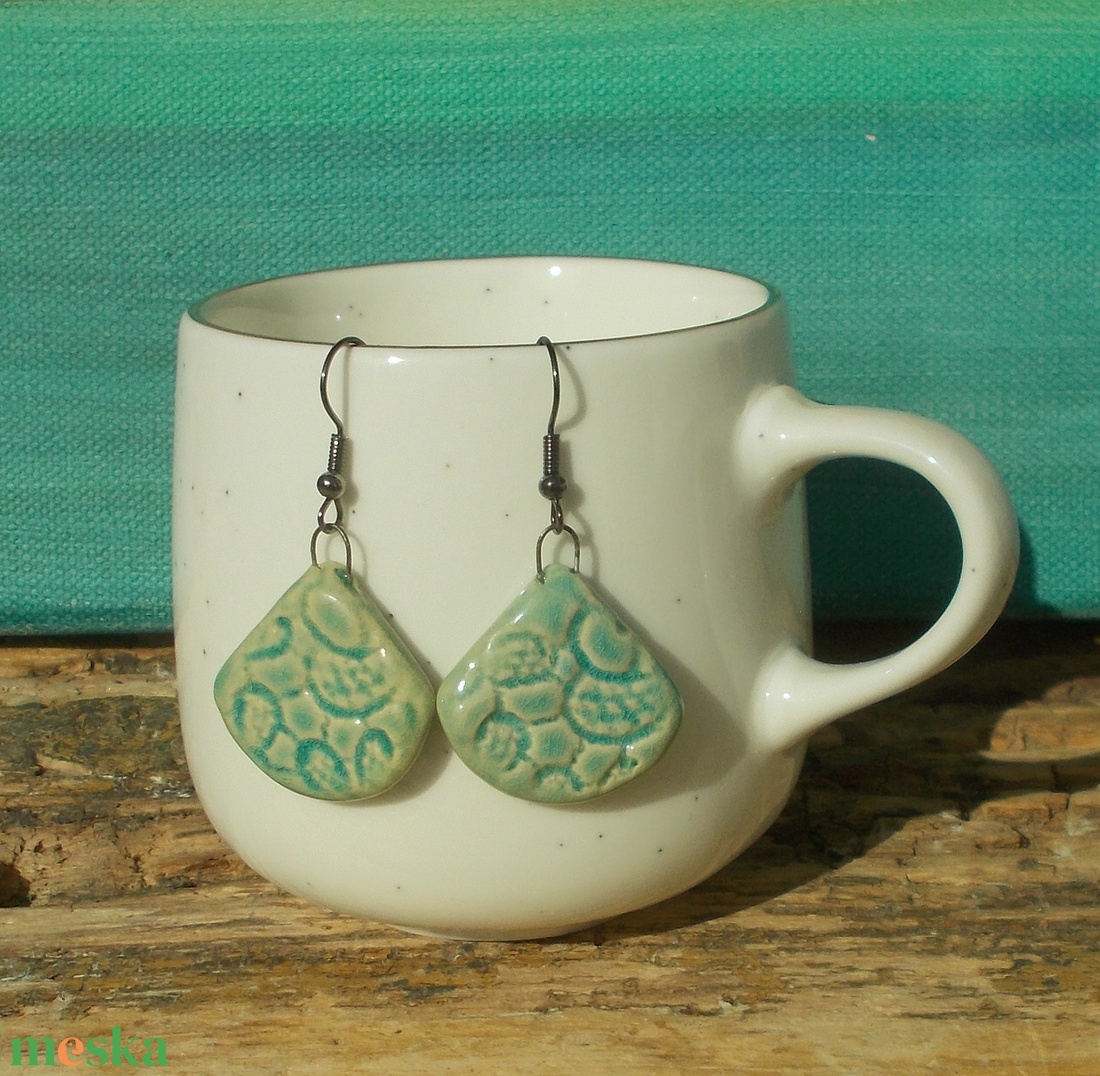 Antikolt türkiz fülbevaló - ékszer - fülbevaló - lógó fülbevaló - Meska.hu