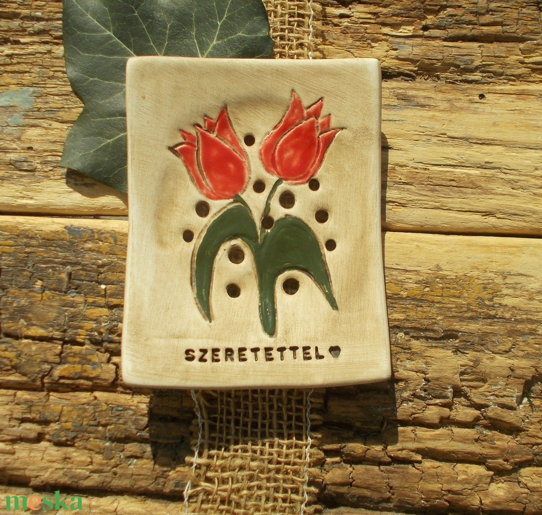 Tulipános  szappantartó - otthon & életmód - fürdőszoba - szappantartó - Meska.hu