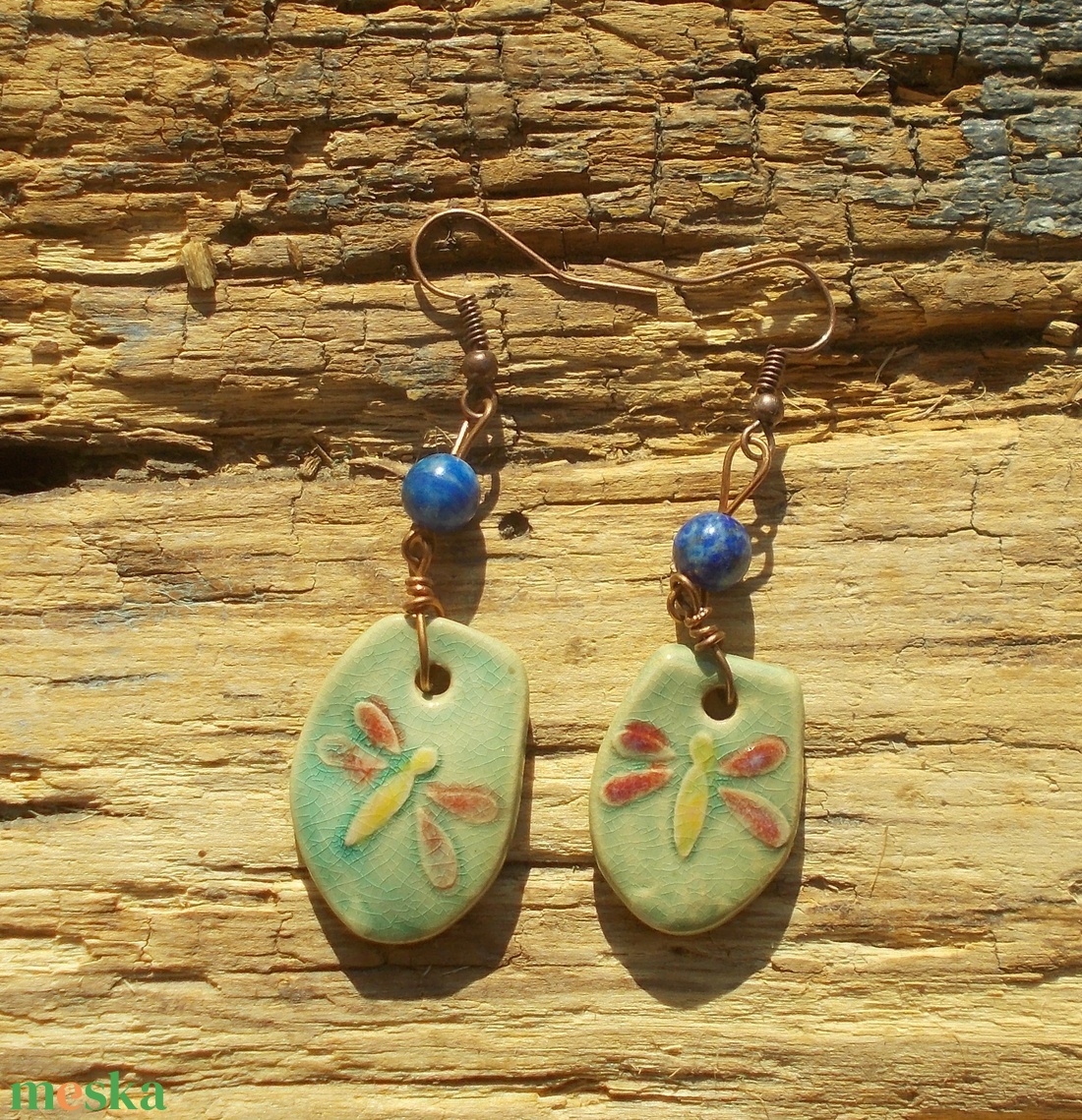 Szitakötős fülbevaló - ékszer - fülbevaló - lógó fülbevaló - Meska.hu