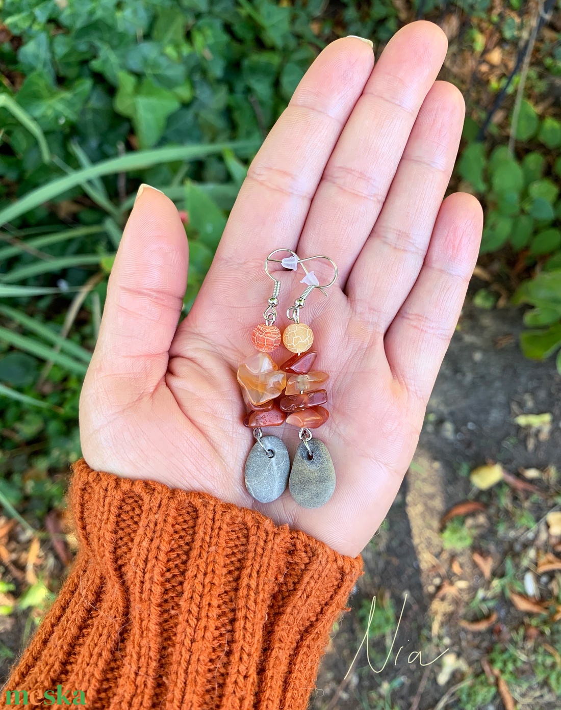 A kandalló mellett - ásvány és kavics fülbevaló - ékszer - fülbevaló - lógó fülbevaló - Meska.hu