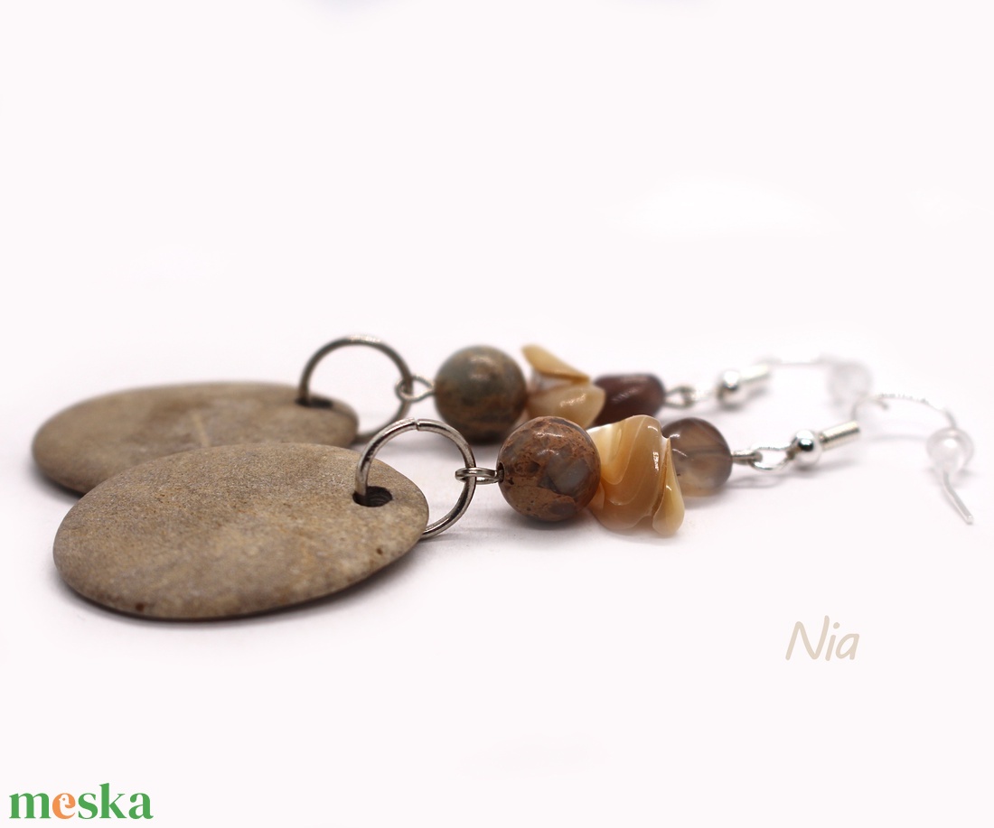 Kairó - ásvány, kagyló és kavics fülbevaló - ékszer - fülbevaló - lógó fülbevaló - Meska.hu