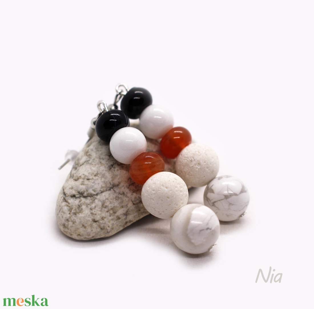 Hóember-füli - ásványfülbevaló - ékszer - fülbevaló - lógó fülbevaló - Meska.hu