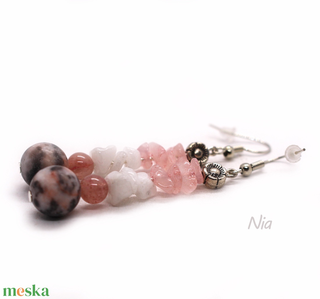 Cseresznyevirág - ásványfülbevaló - ékszer - fülbevaló - lógó fülbevaló - Meska.hu