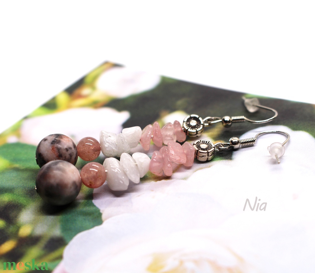 Cseresznyevirág - ásványfülbevaló - ékszer - fülbevaló - lógó fülbevaló - Meska.hu