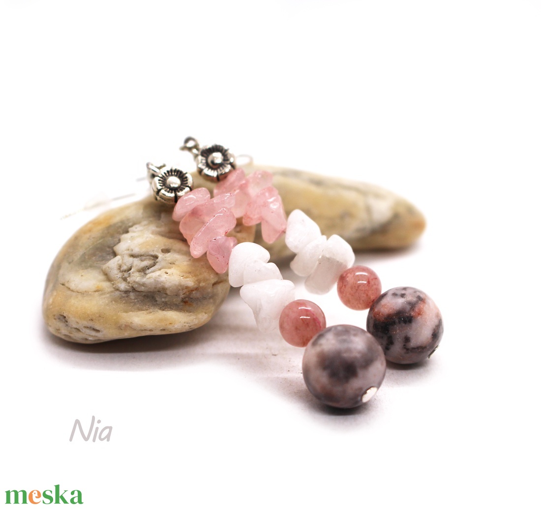 Cseresznyevirág - ásványfülbevaló - ékszer - fülbevaló - lógó fülbevaló - Meska.hu