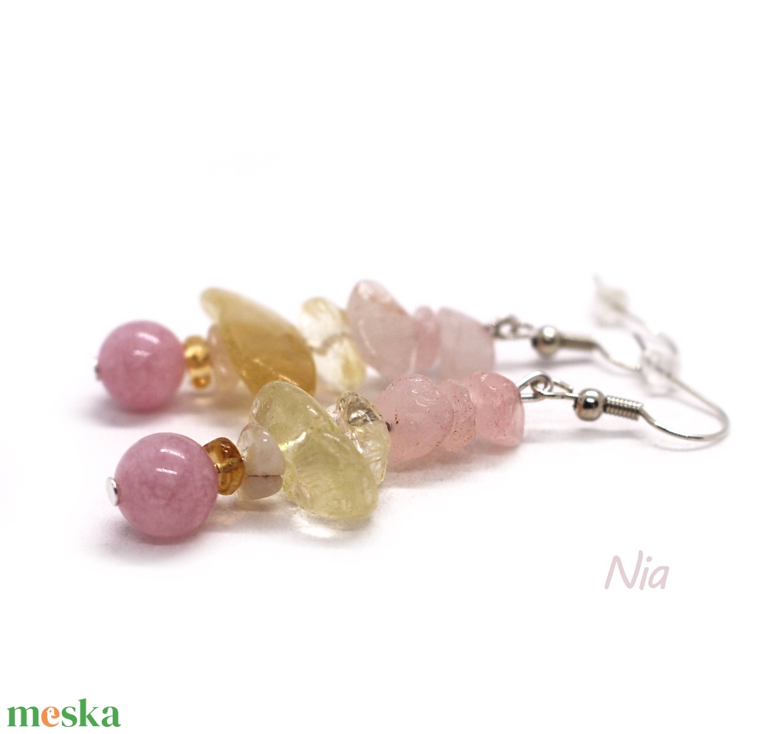 Napsütötte virágoskert - LEFOGLALVA ásványfülbevaló - ékszer - fülbevaló - lógó fülbevaló - Meska.hu