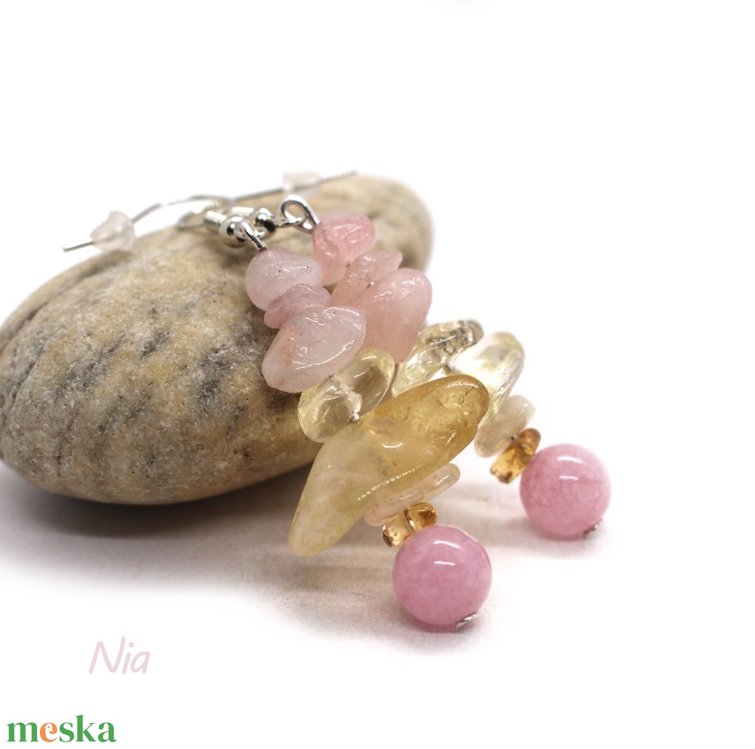 Napsütötte virágoskert - LEFOGLALVA ásványfülbevaló - ékszer - fülbevaló - lógó fülbevaló - Meska.hu