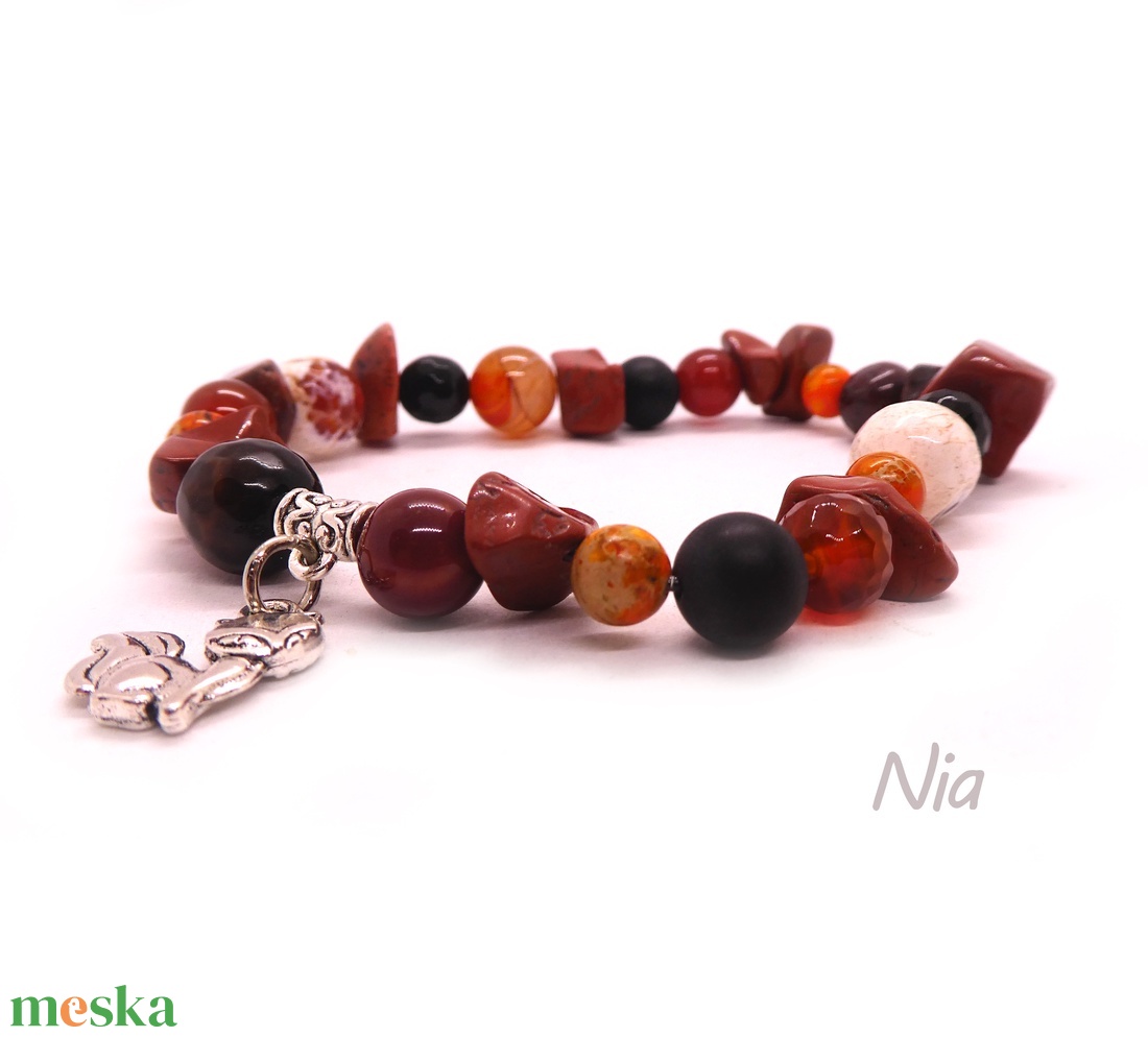 Rókalány - ásványkarkötő róka medállal - ékszer - karkötő - karkötő medállal - Meska.hu