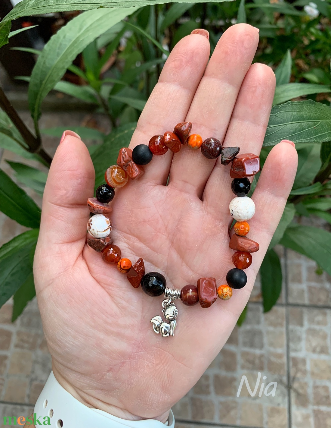 Rókalány - ásványkarkötő róka medállal - ékszer - karkötő - karkötő medállal - Meska.hu