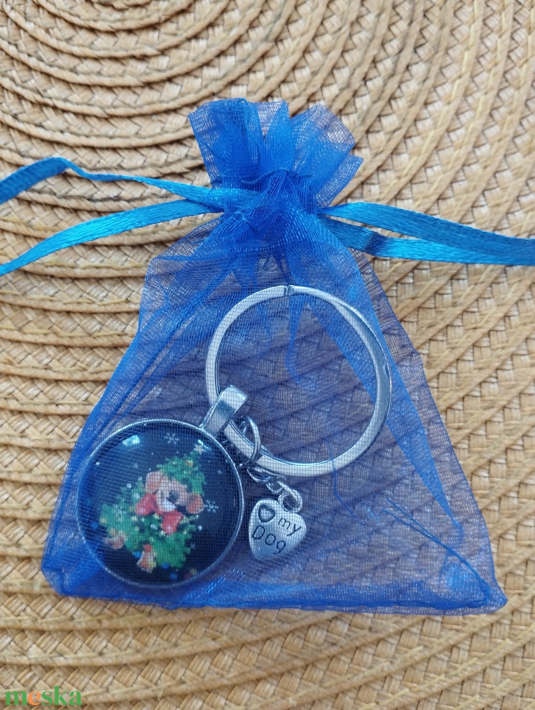 Karácsonyi kulcstartó kutyával - táska & tok - kulcstartó & táskadísz - kulcstartó - Meska.hu