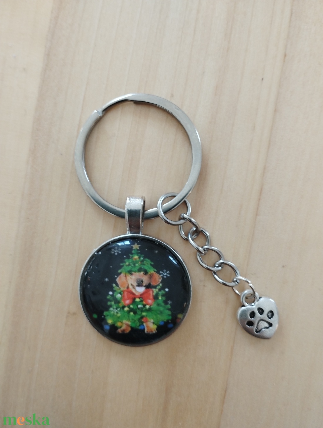 Karácsonyi kulcstartó kutyával - táska & tok - kulcstartó & táskadísz - kulcstartó - Meska.hu