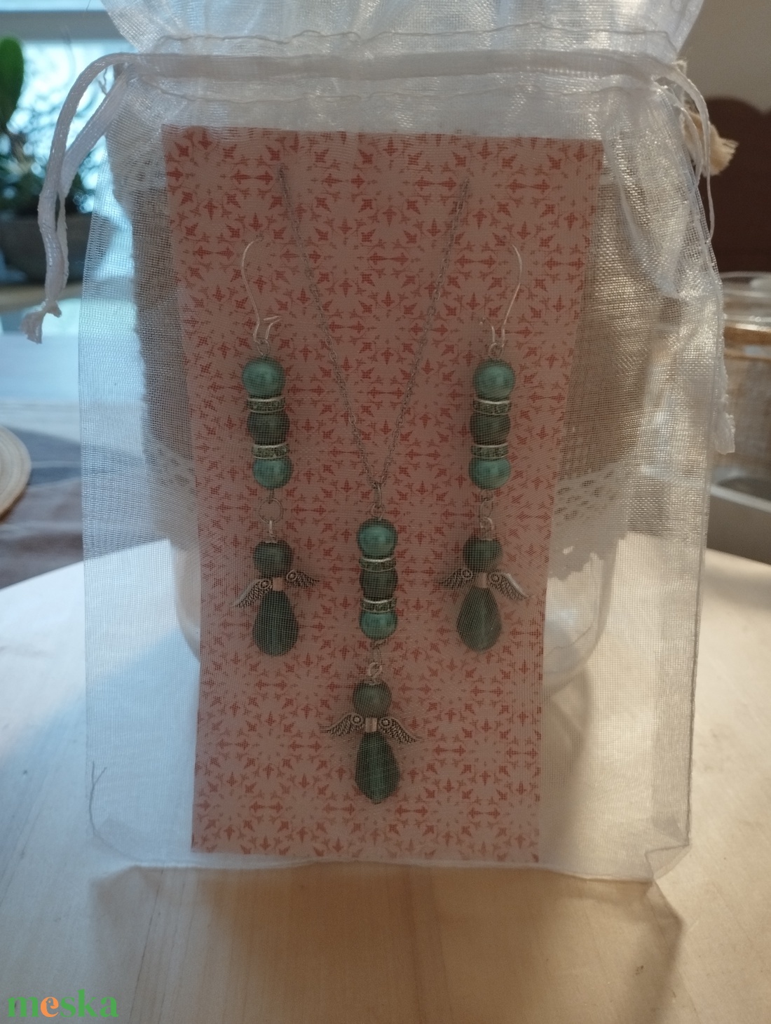 Karácsonyi angyal szett, nyaklánc fülbevalóval - ékszer - nyaklánc - medál - Meska.hu