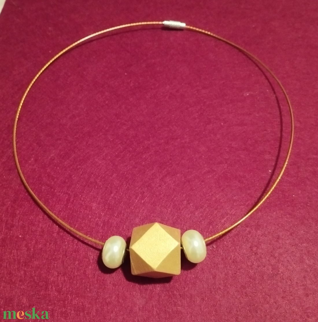 Geometria mintás merev lánc lámpagyöngyökkel  - ékszer - nyaklánc - medál - Meska.hu