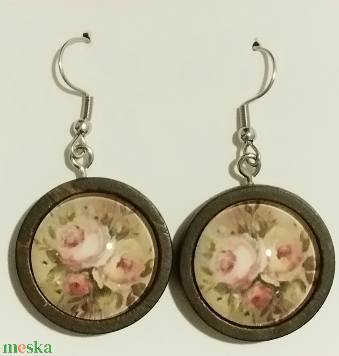 Vintage rózsa motívumú merev nyaklánc fülbevalóval  - ékszer - nyaklánc - medál - Meska.hu