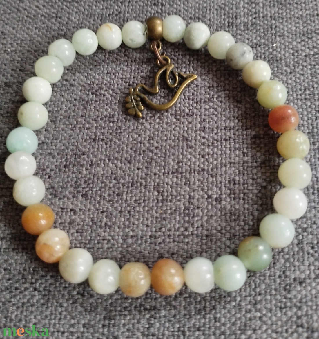 Agate (achát) ásvány karkötő bronz színű madárral - ékszer - karkötő - gyöngyös karkötő - Meska.hu Agate (achát) ásvány karkötő bronz színű madárral - ékszer - karkötő - gyöngyös karkötő - Meska.hu