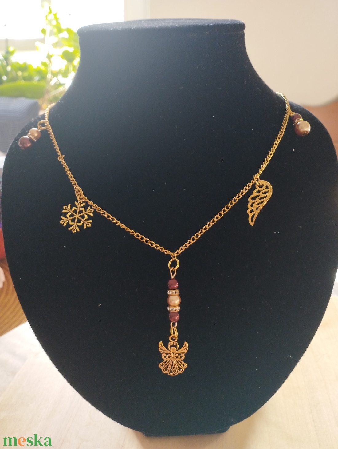 Angyal medálos karácsonyi nyaklánc  - ékszer - nyaklánc - medál - Meska.hu