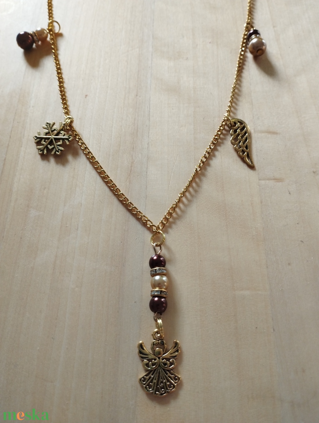 Angyal medálos karácsonyi nyaklánc  - ékszer - nyaklánc - medál - Meska.hu