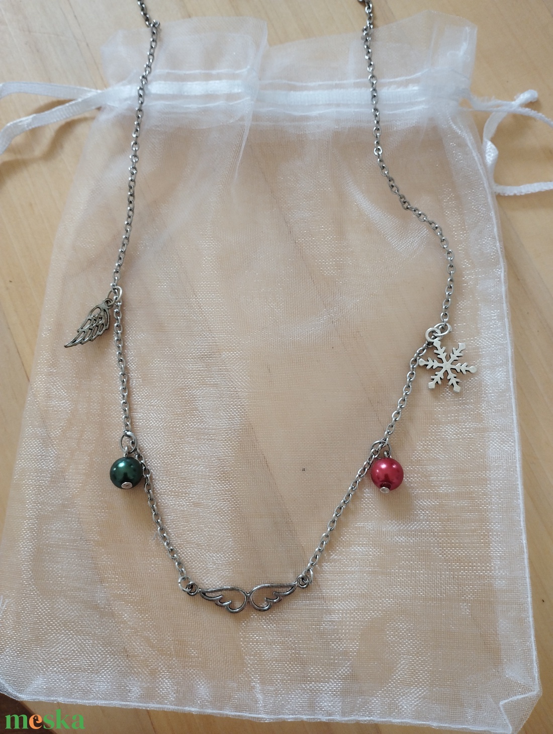 Angyalszárny medálos karácsonyi nyaklánc  - ékszer - nyaklánc - medál - Meska.hu