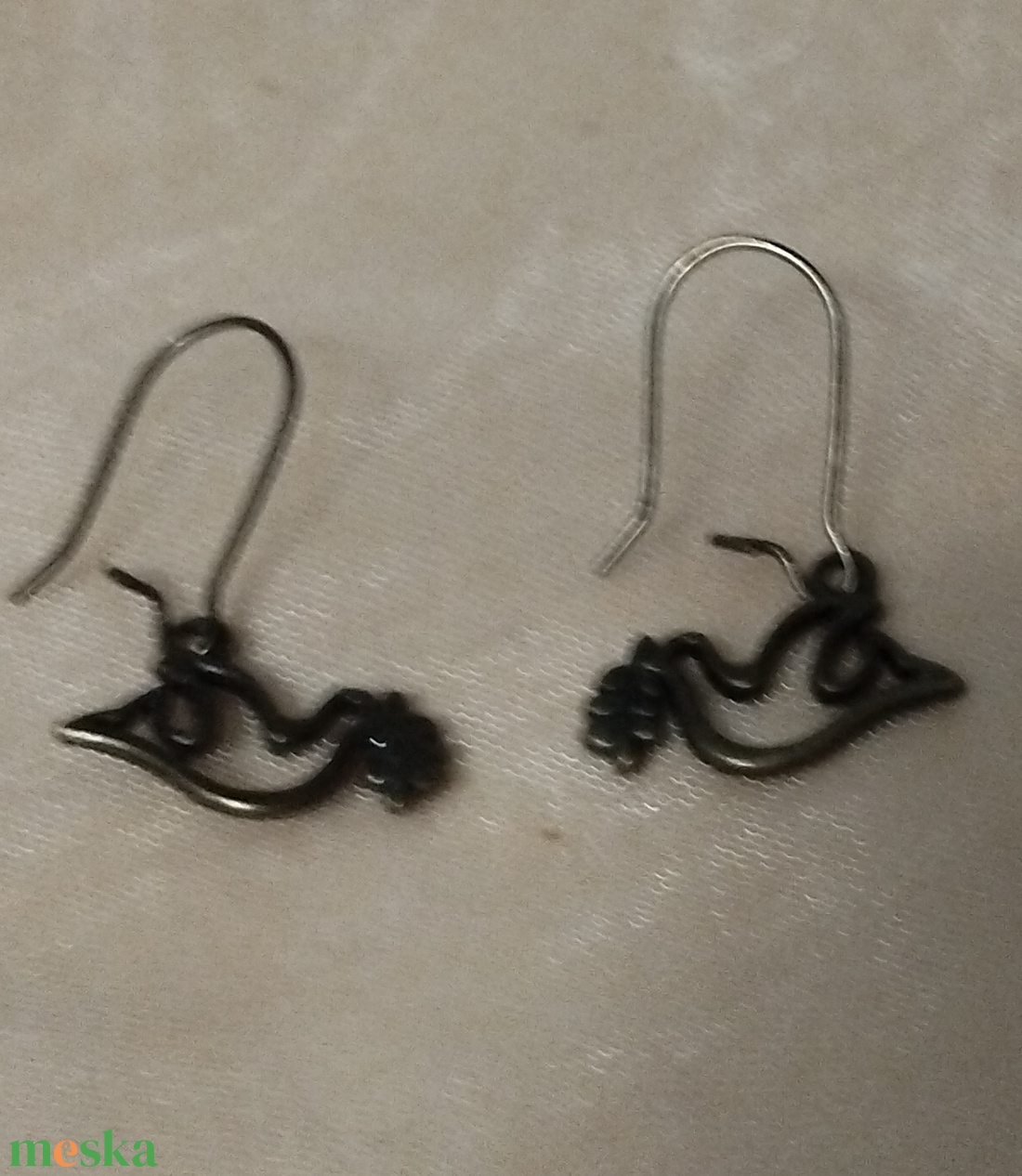 fülbevaló madárka fityegővel  - ékszer - fülbevaló - fülékszer - Meska.hu