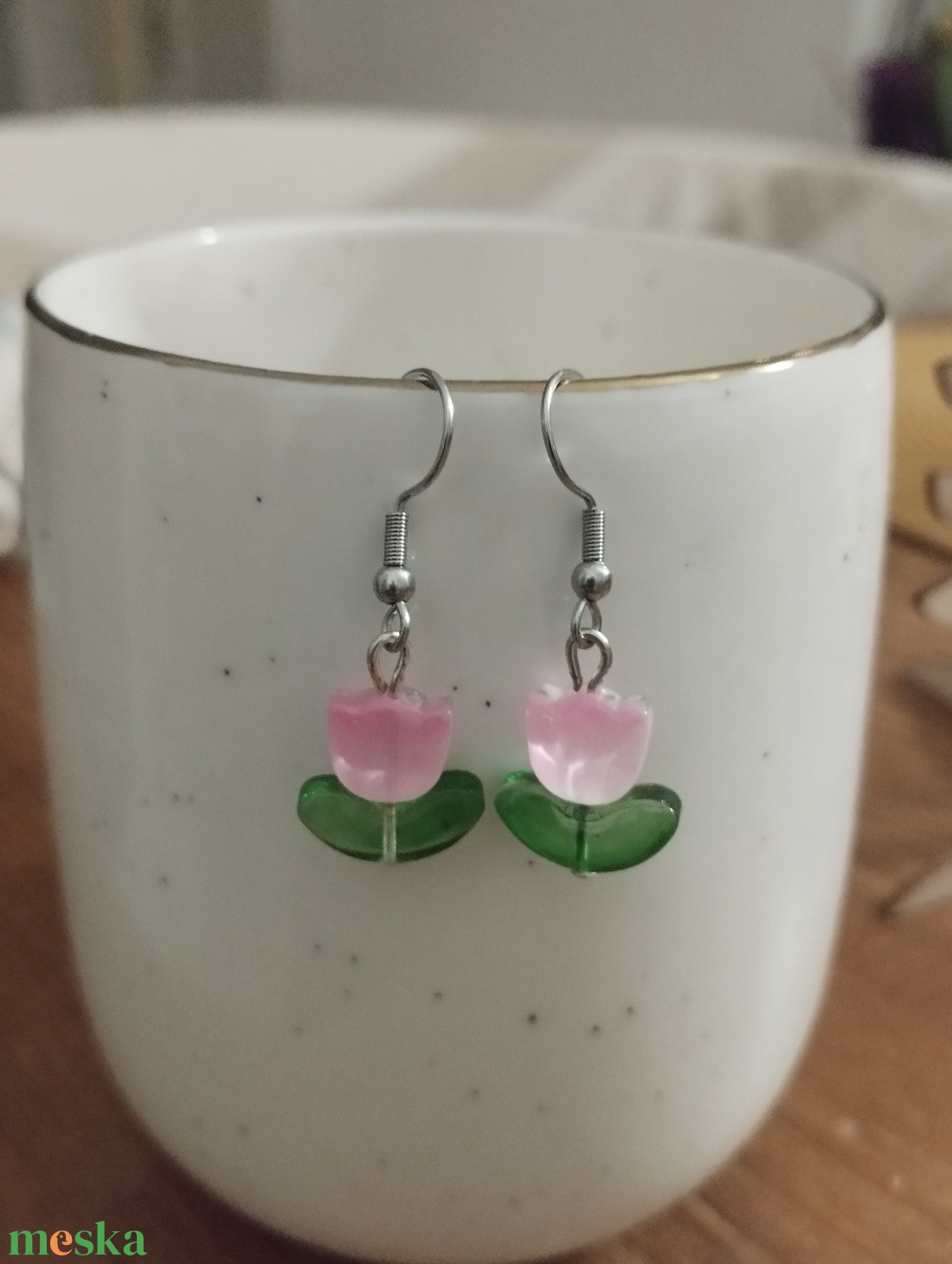 Tulipános fülbevaló orvosi acél fülivel - ékszer - fülbevaló - lógó fülbevaló - Meska.hu Tulipános fülbevaló orvosi acél fülivel - ékszer - fülbevaló - lógó fülbevaló - Meska.hu