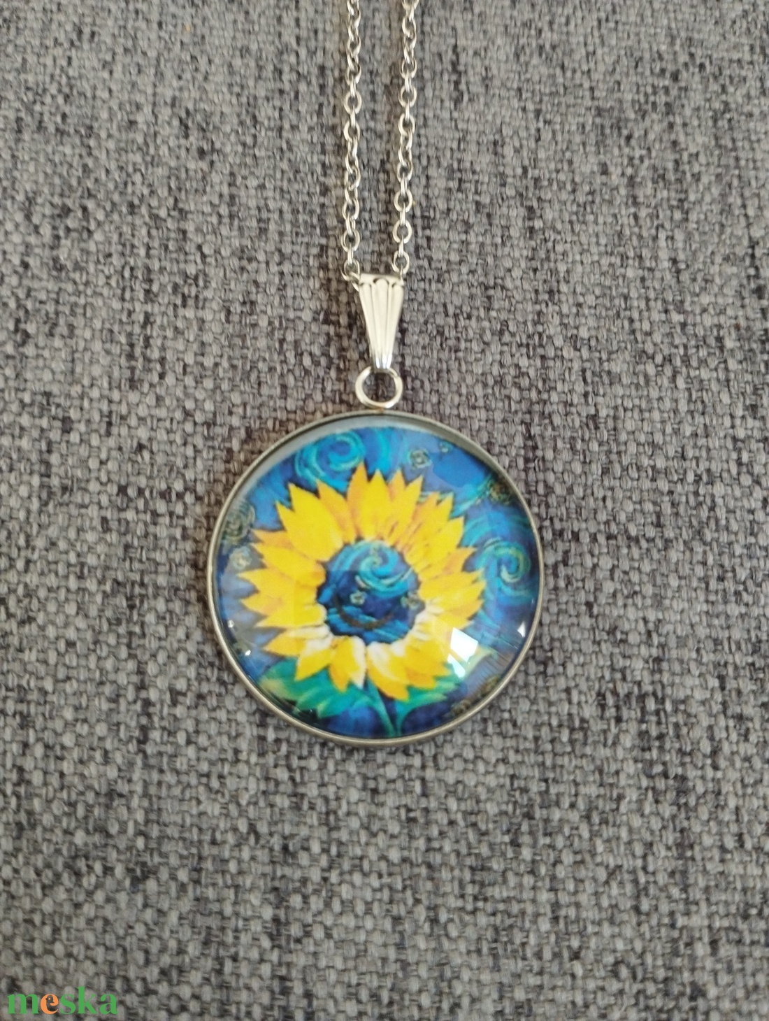 Üveg lencsés, orvosi acél nyaklánc Van Gogh motívummal - ékszer - nyaklánc - medálos nyaklánc - Meska.hu Üveg lencsés, orvosi acél nyaklánc Van Gogh motívummal - ékszer - nyaklánc - medálos nyaklánc - Meska.hu