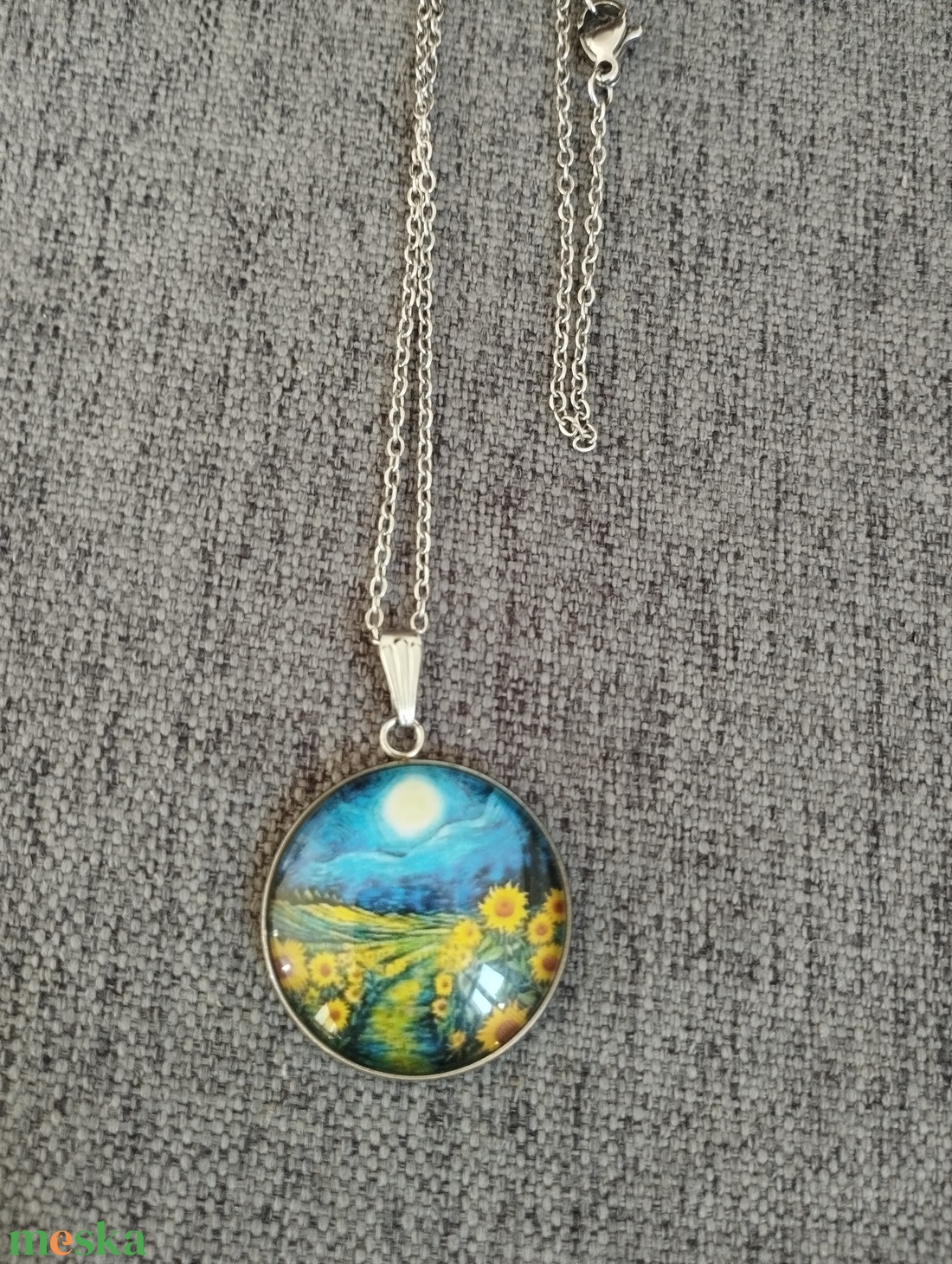 Üveg lencsés, orvosi acél nyaklánc Van Gogh motívummal - ékszer - nyaklánc - medálos nyaklánc - Meska.hu Üveg lencsés, orvosi acél nyaklánc Van Gogh motívummal - ékszer - nyaklánc - medálos nyaklánc - Meska.hu