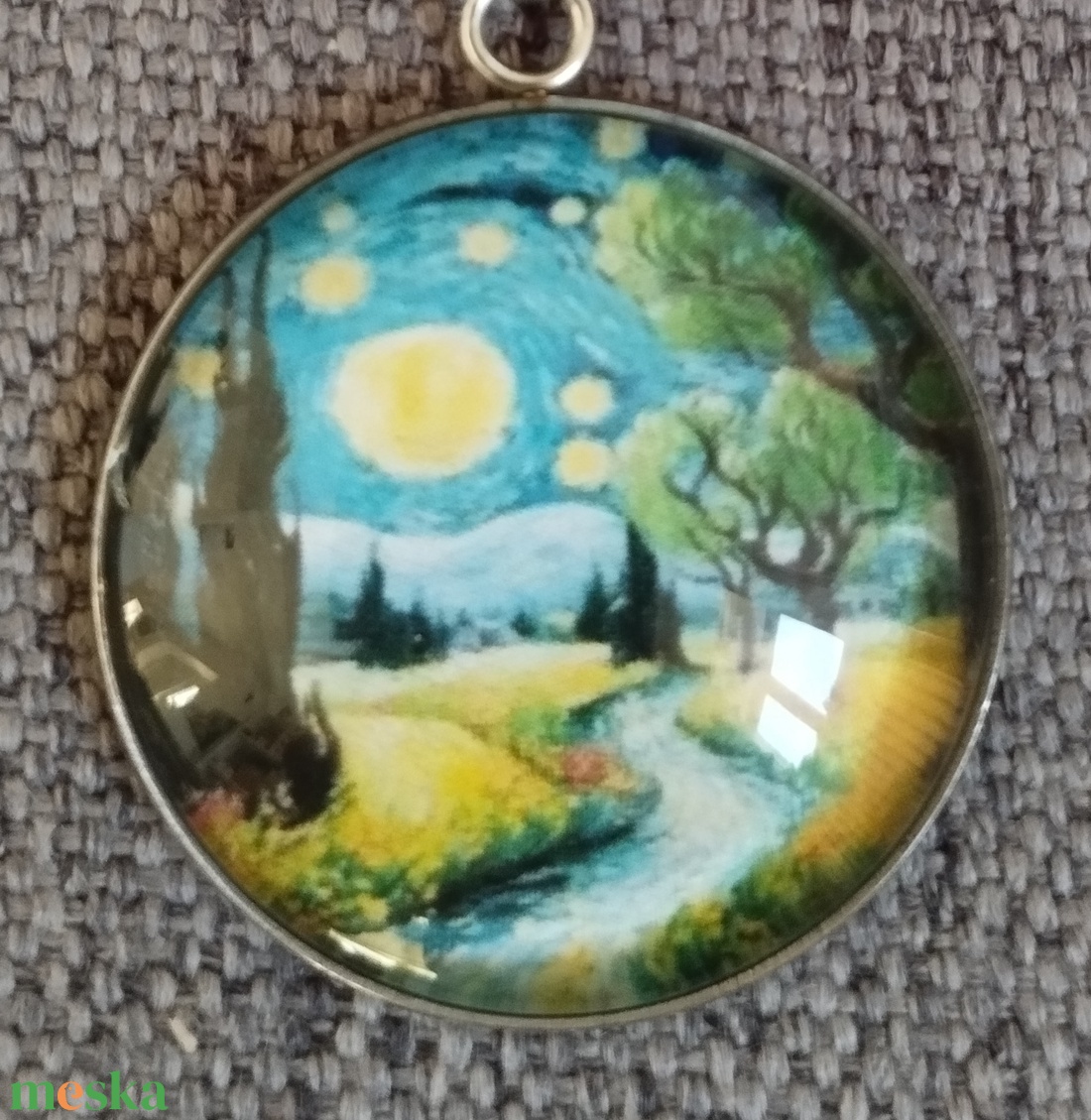 Üveg lencsés, orvosi acél nyaklánc Van Gogh motívummal - ékszer - nyaklánc - medálos nyaklánc - Meska.hu Üveg lencsés, orvosi acél nyaklánc Van Gogh motívummal - ékszer - nyaklánc - medálos nyaklánc - Meska.hu