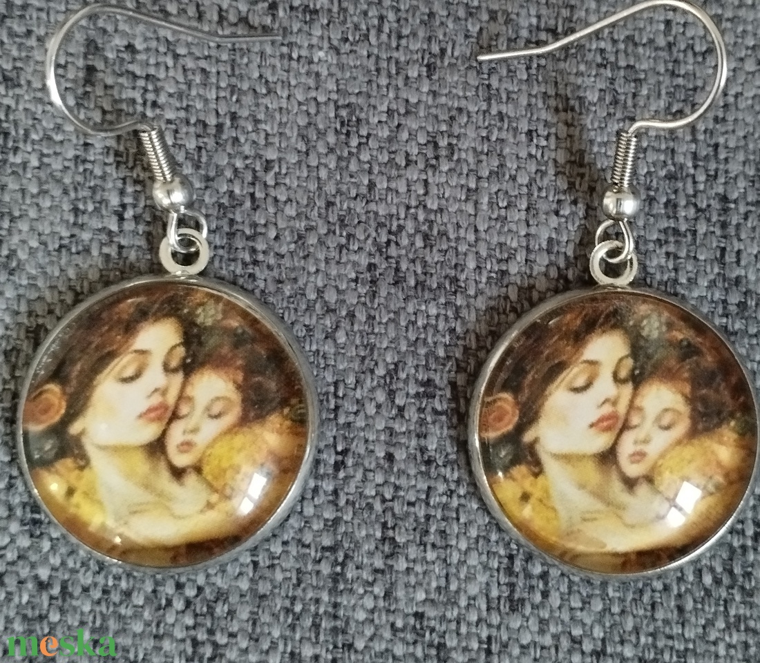 Klimt ihlette fülbevaló orvosi acél szerelékkel - ékszer - fülbevaló - lógós kerek fülbevaló - Meska.hu Klimt ihlette fülbevaló orvosi acél szerelékkel - ékszer - fülbevaló - lógós kerek fülbevaló - Meska.hu