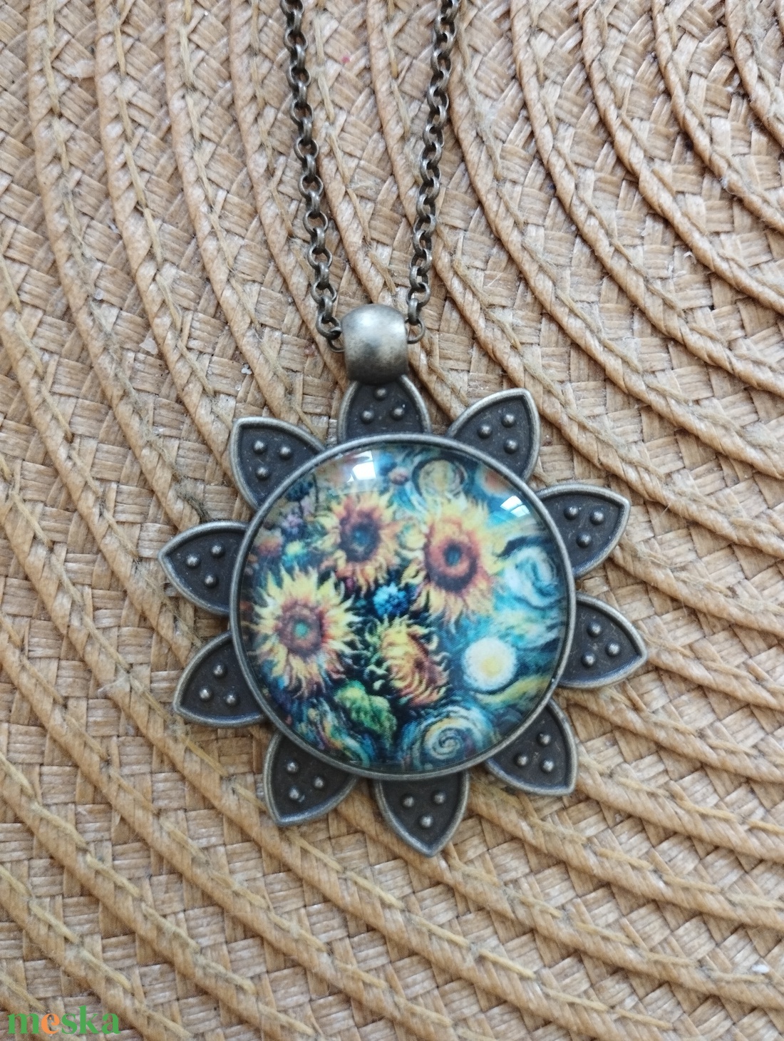 Üveg lencsés, orvosi acél nyaklánc Van Gogh motívummal - ékszer - nyaklánc - medálos nyaklánc - Meska.hu Üveg lencsés, orvosi acél nyaklánc Van Gogh motívummal - ékszer - nyaklánc - medálos nyaklánc - Meska.hu