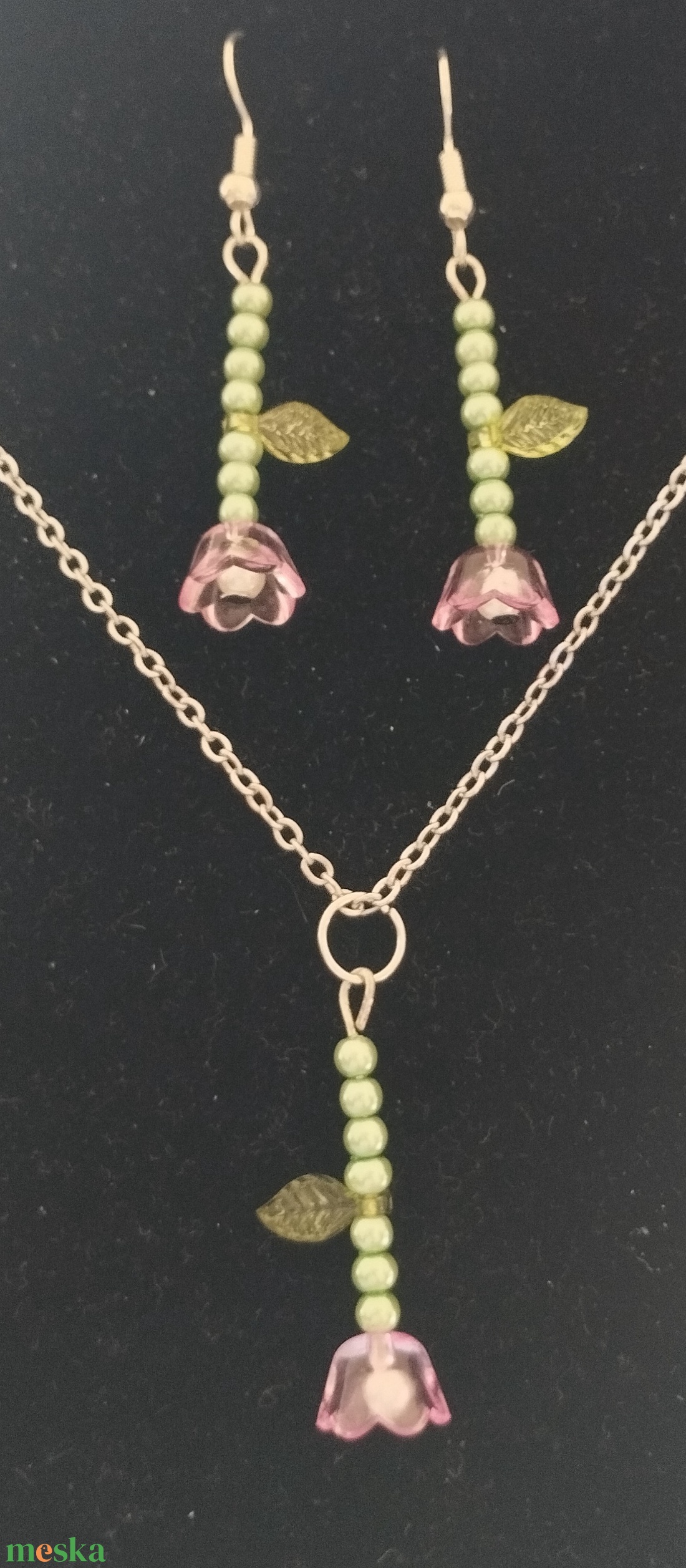 Tulipános nyaklánc, fülbevaló szett - ékszer - nyaklánc - gyöngyös nyaklánc - Meska.hu Tulipános nyaklánc, fülbevaló szett - ékszer - nyaklánc - gyöngyös nyaklánc - Meska.hu