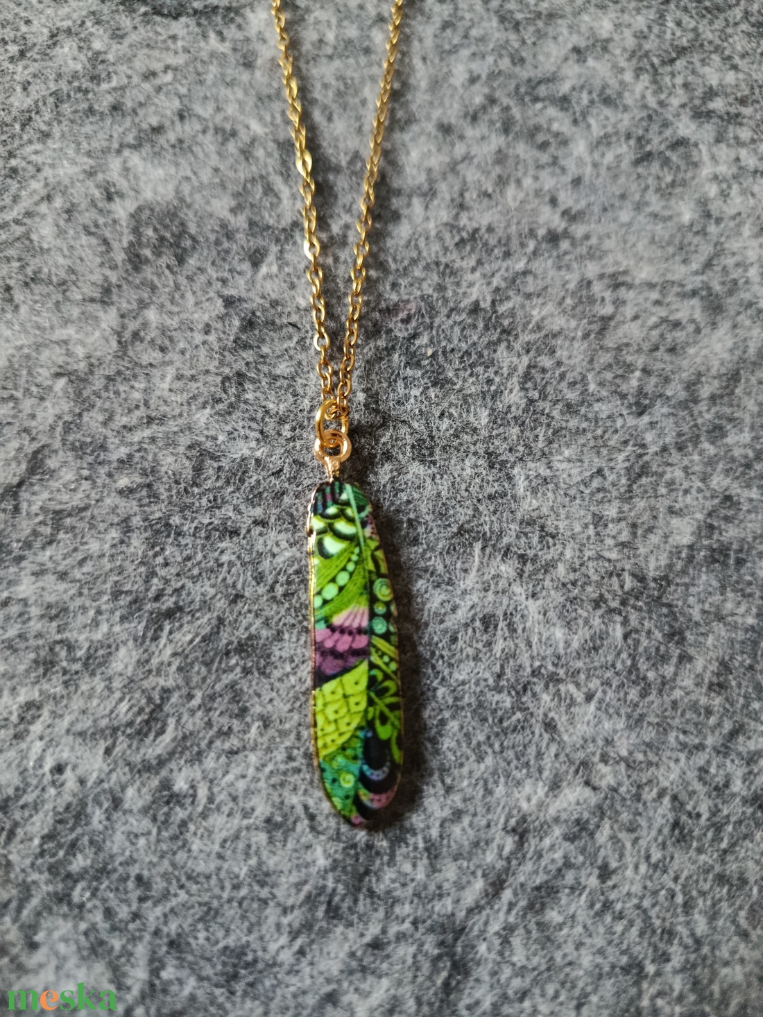  Orvosi acél lánc toll charmmal  - ékszer - nyaklánc - medál - Meska.hu