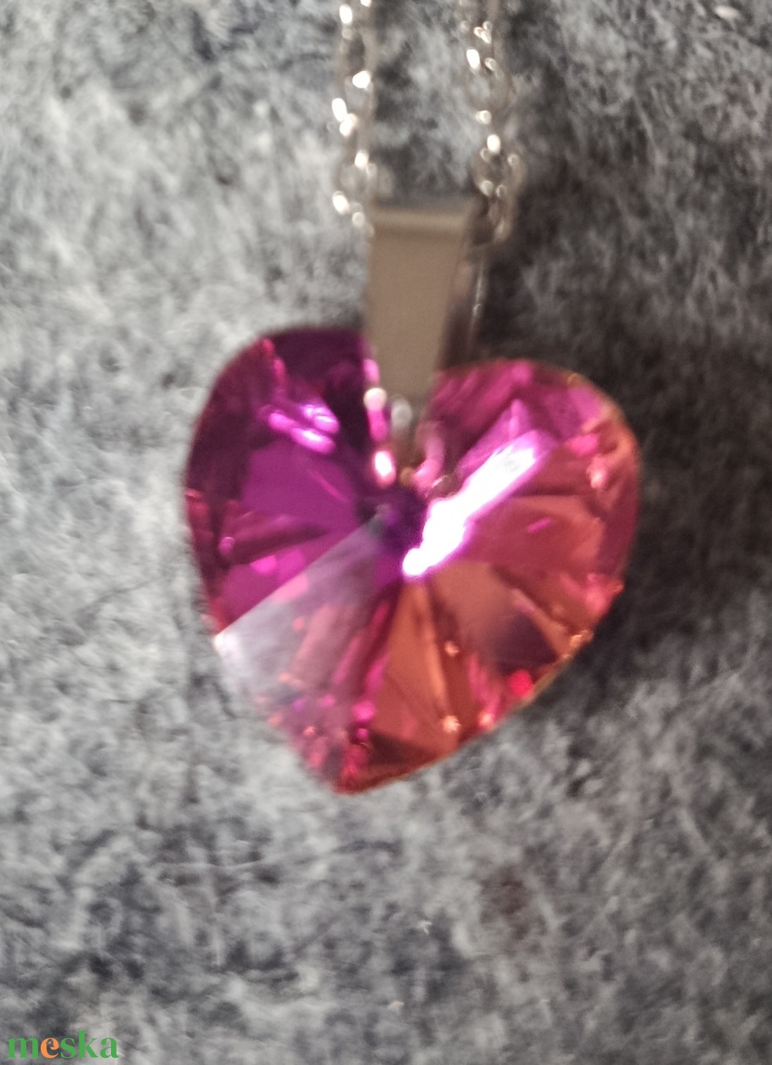  nyaklánc orvosi acél lánccal, kék csiszolt üveg szívvel  - ékszer - nyaklánc - medálos nyaklánc - Meska.hu