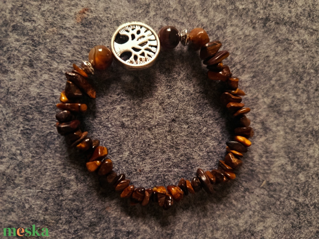 karkötő tigris szem ásványból   - ékszer - karkötő - gyöngyös karkötő - Meska.hu