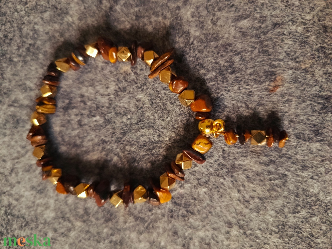 karkötő tigris szem ásványból - ékszer - karkötő - gyöngyös karkötő - Meska.hu