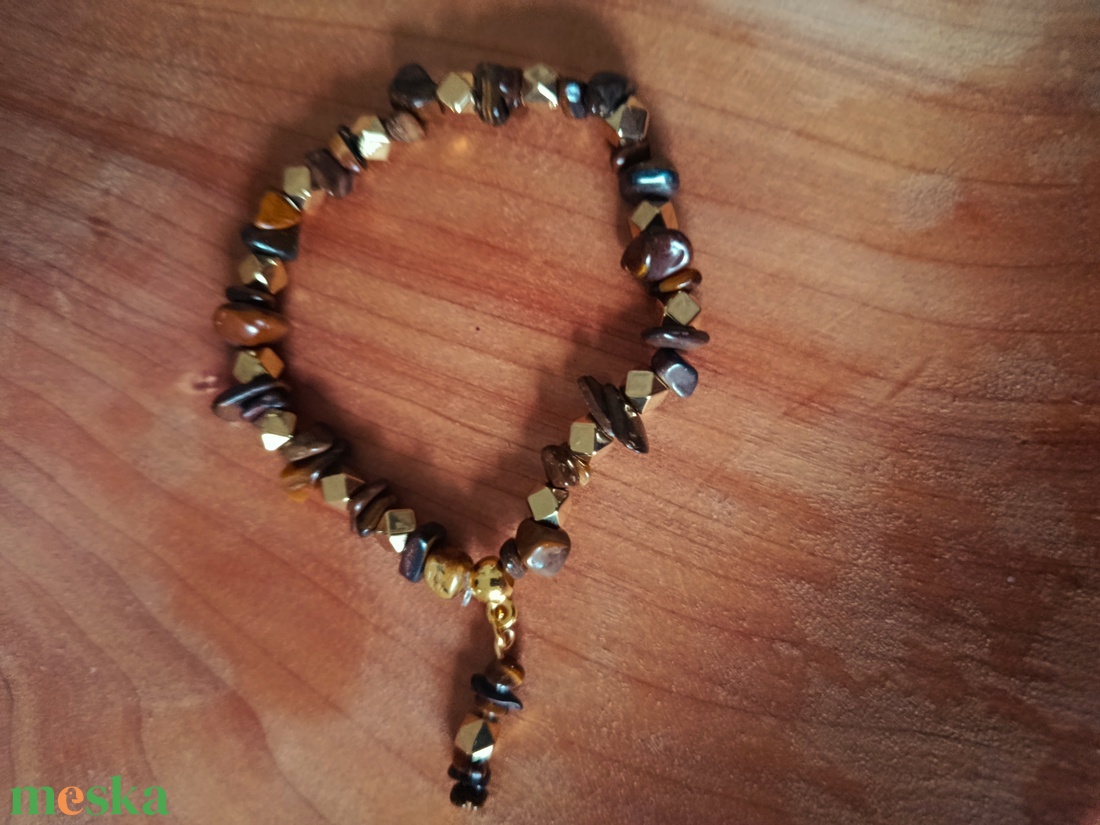 karkötő tigris szem ásványból - ékszer - karkötő - gyöngyös karkötő - Meska.hu