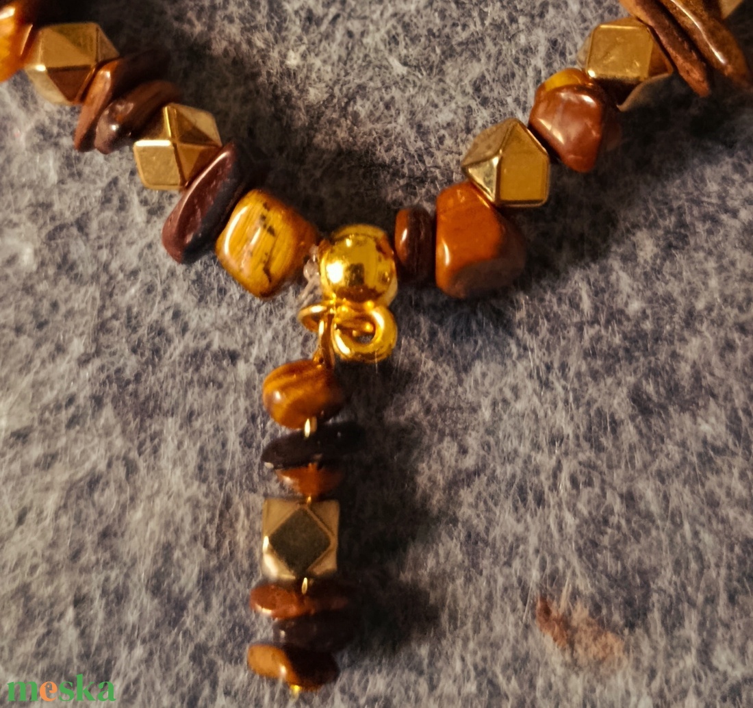 karkötő tigris szem ásványból - ékszer - karkötő - gyöngyös karkötő - Meska.hu