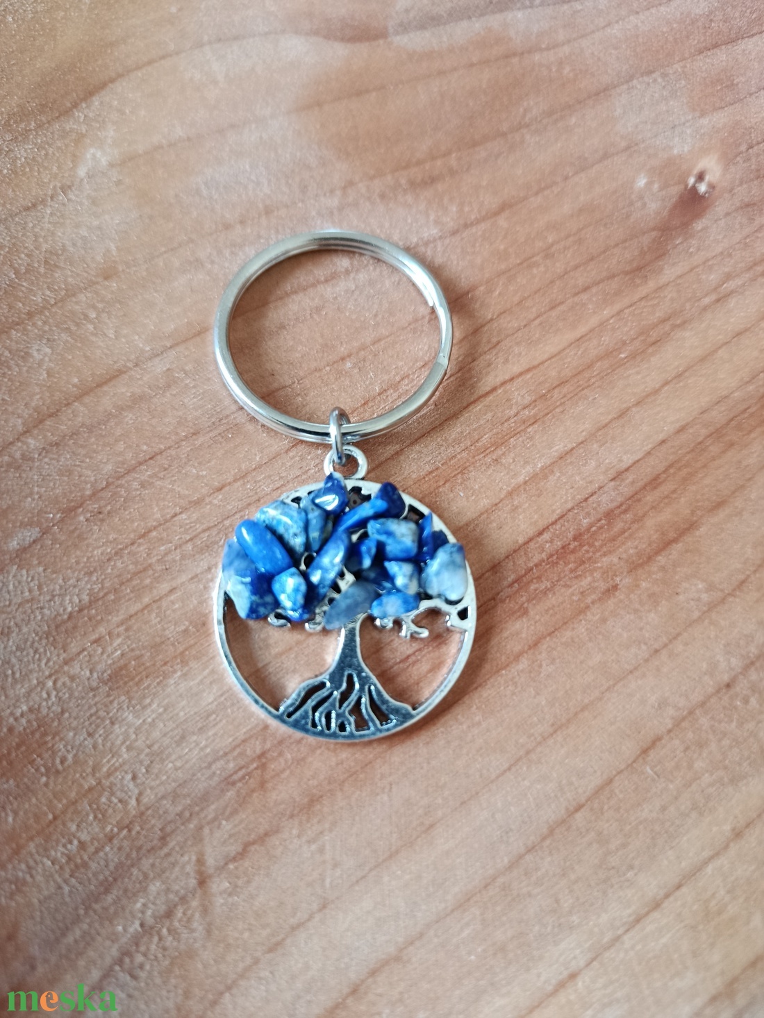 Kulcstartó életfa medál lápis lazurit ásvánnyal  - táska & tok - kulcstartó & táskadísz - kulcstartó - Meska.hu