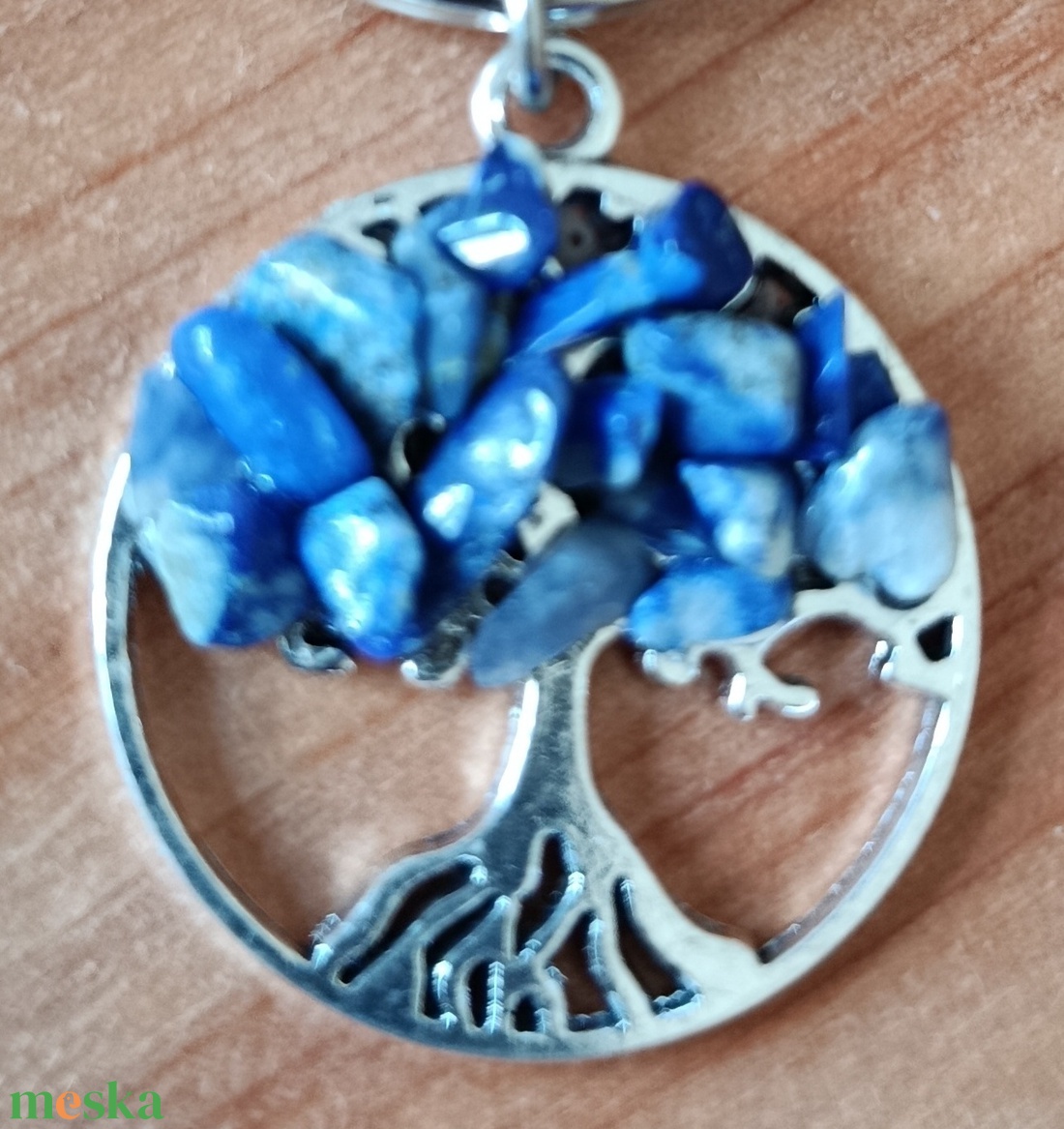 Kulcstartó életfa medál lápis lazurit ásvánnyal  - táska & tok - kulcstartó & táskadísz - kulcstartó - Meska.hu