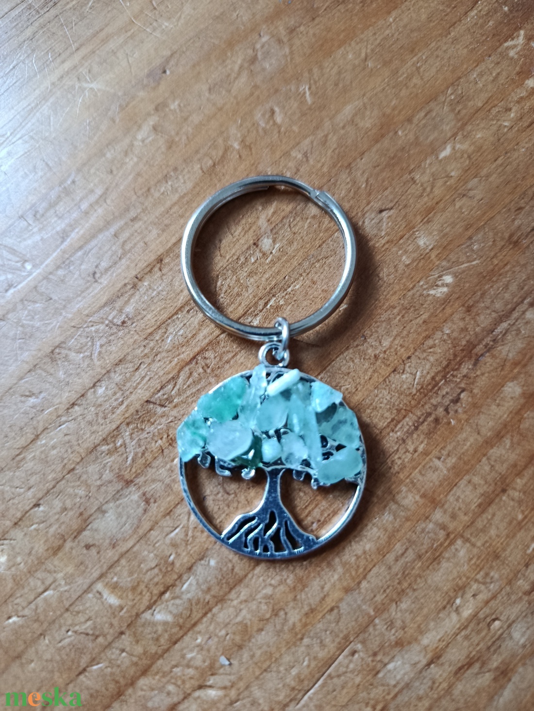 Kulcstartó életfa medál aventurin ásvánnyal  - táska & tok - kulcstartó & táskadísz - kulcstartó - Meska.hu