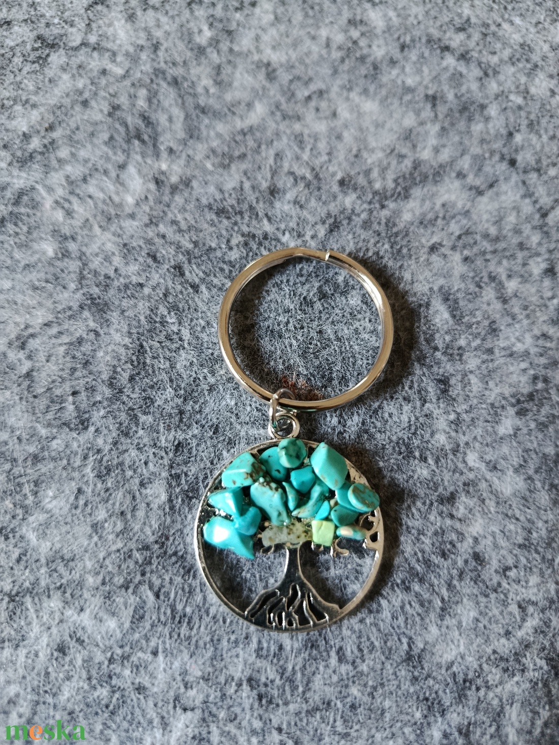 Kulcstartó életfa medál howlit türkiz ásvánnyal  - táska & tok - kulcstartó & táskadísz - kulcstartó - Meska.hu